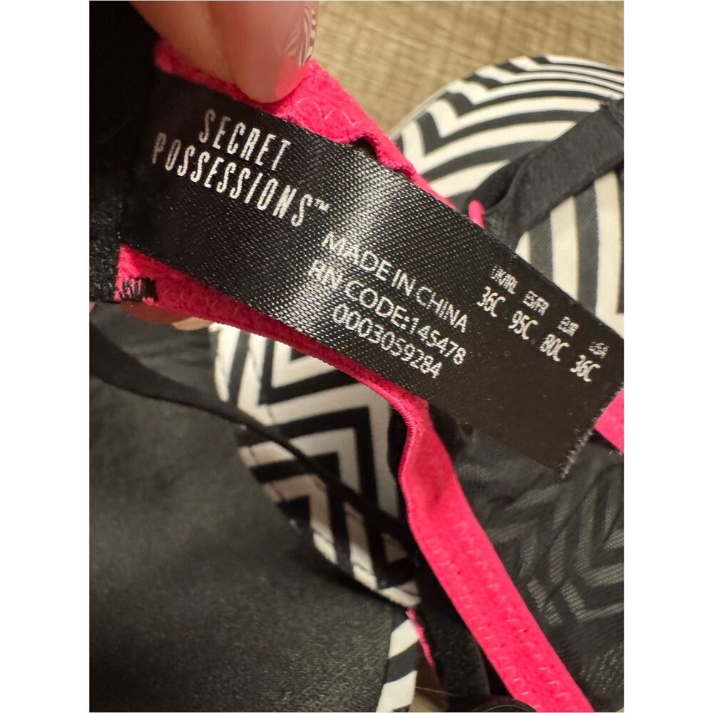 Secret Impressions Black & White Aztec Print Bra Size 36C - Picture 4 of 5